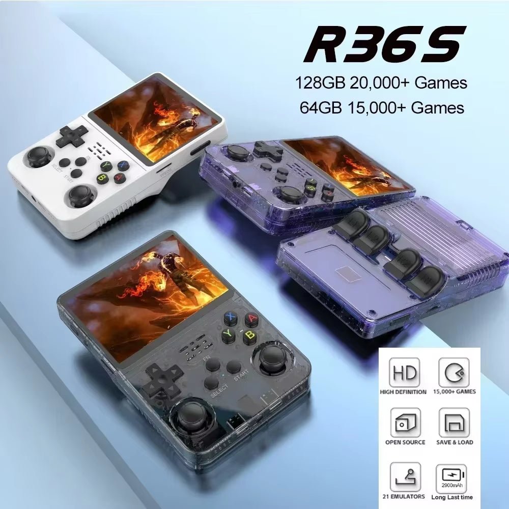 Original R36S Retro Handheld Game Console 3.5'' IPS Open Source Linux ARK OS Portable Pocket Game Player 64G 128G256GB 60K Game - IKhiro Store