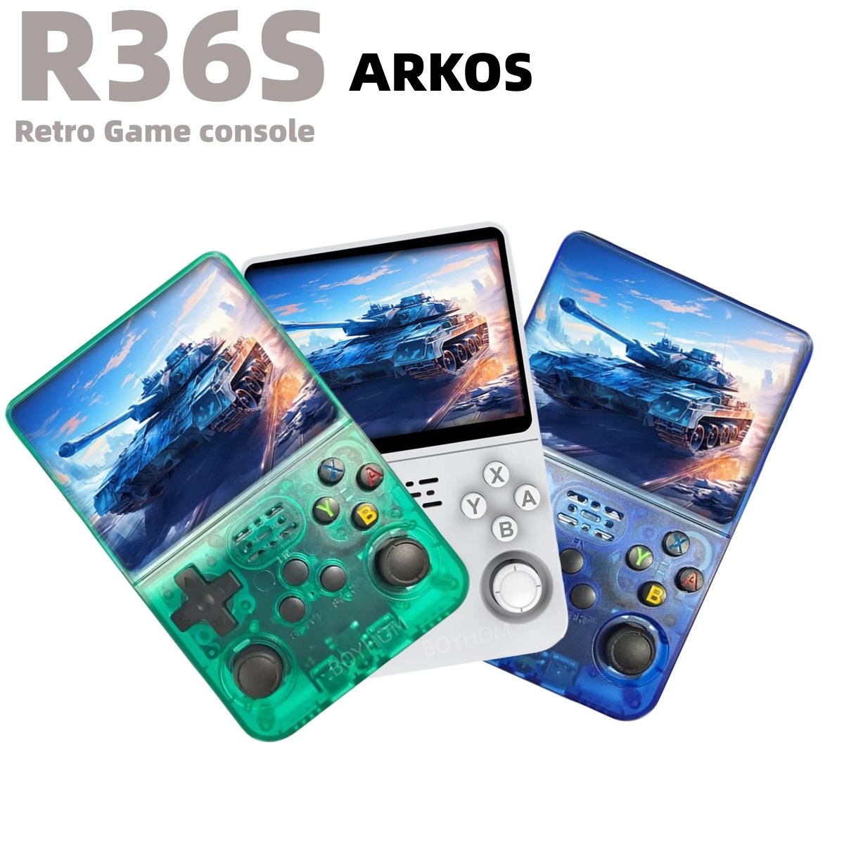 Original R36S Retro Handheld Game Console 3.5'' IPS Open Source Linux ARK OS Portable Pocket Game Player 64G 128G256GB 60K Game - IKhiro Store