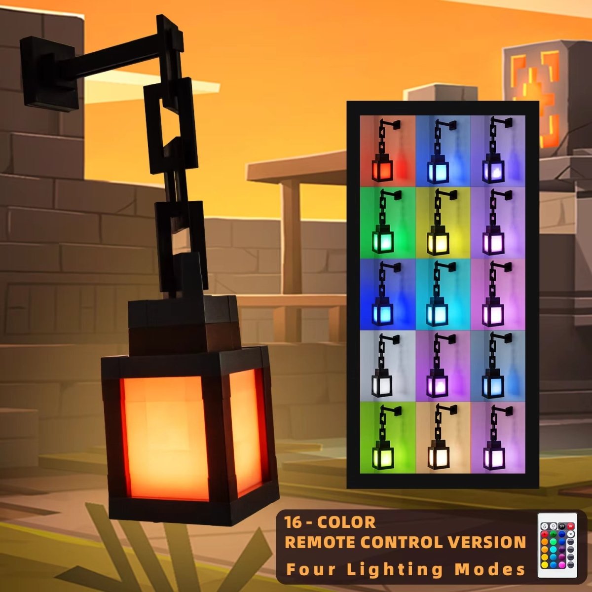 Pixel Style Portable Night Light Lantern - 16 - Color DIY Tabletop Ornament for Interior Decoration and Festive Atmosphere - IKhiro Store