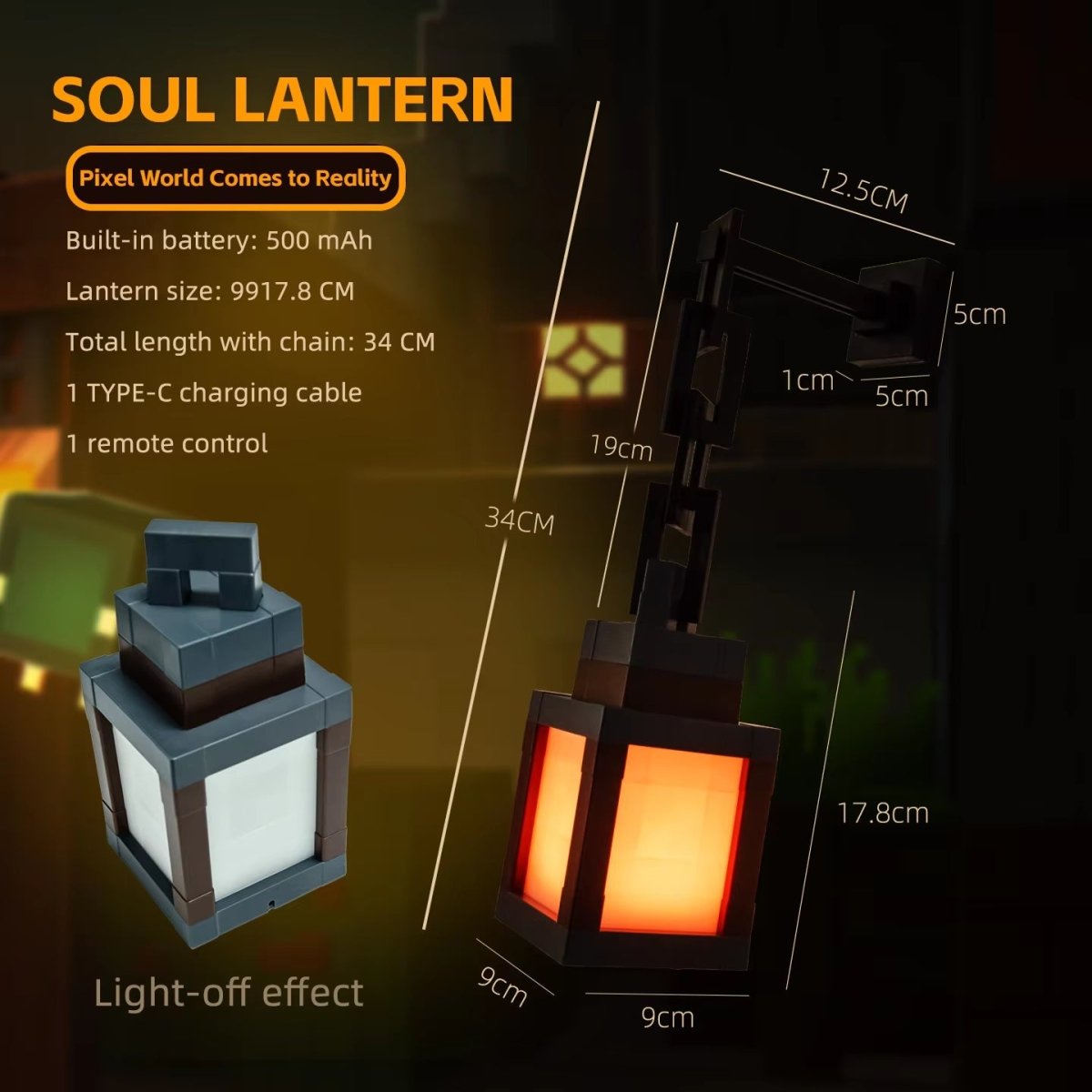 Pixel Style Portable Night Light Lantern - 16 - Color DIY Tabletop Ornament for Interior Decoration and Festive Atmosphere - IKhiro Store