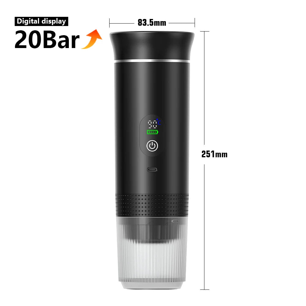 Wireless Electric Portable Espresso Coffee Machine for Car & Home Camping Coffee Maker 3 - In - 1 Capsule Powder Travel Coffee Maker - IKhiro Store