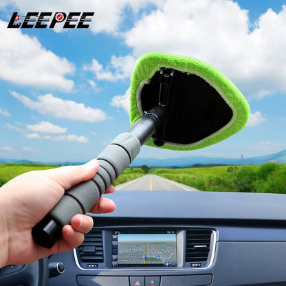 Window Scraping Mist Eliminator Microfiber Car Window Cleaner Telescopic Window Glass Cleaner Car Windshield Cleaning Brush - IKhiro Store