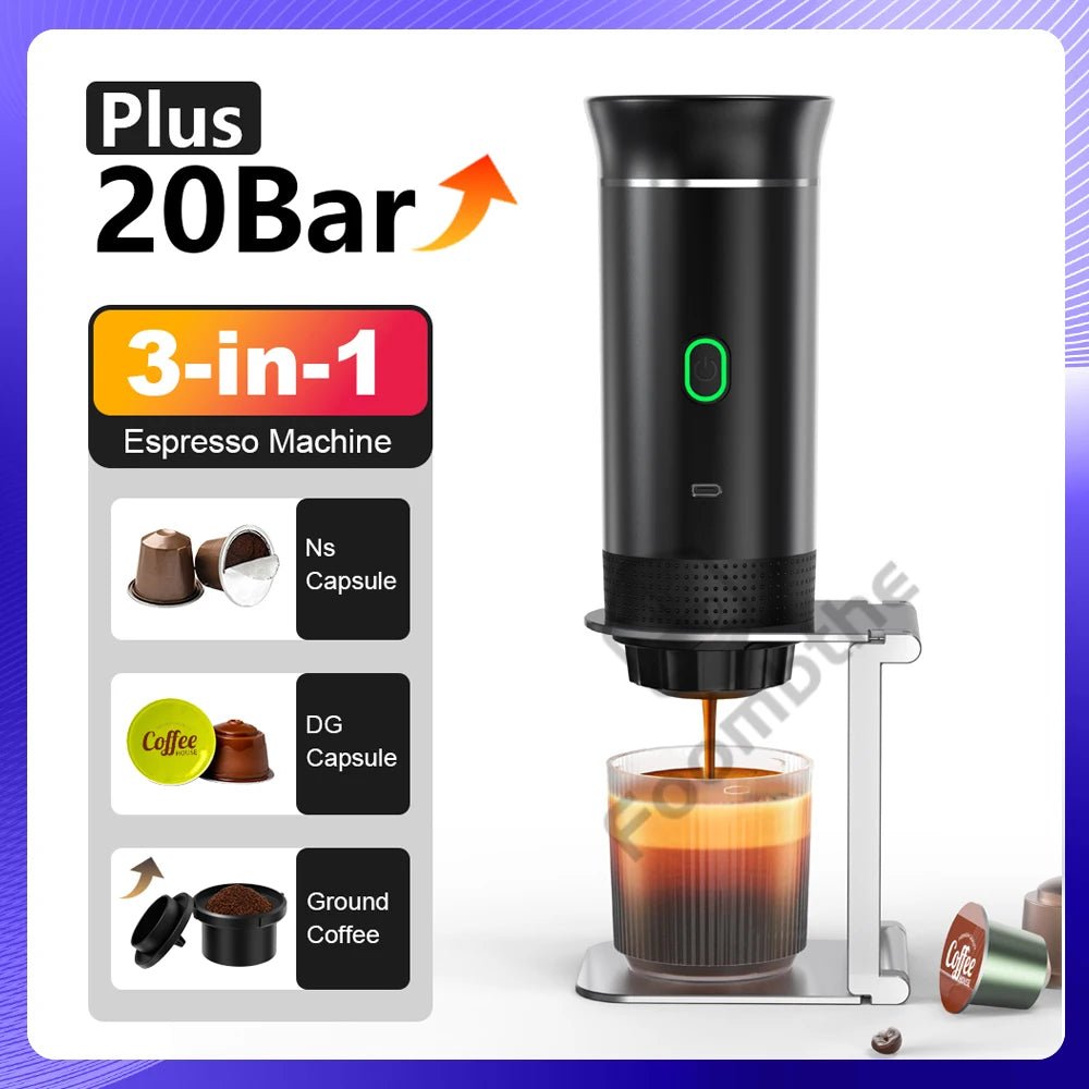 Wireless Electric Portable Espresso Coffee Machine for Car & Home Camping Coffee Maker 3 - In - 1 Capsule Powder Travel Coffee Maker - IKhiro Store