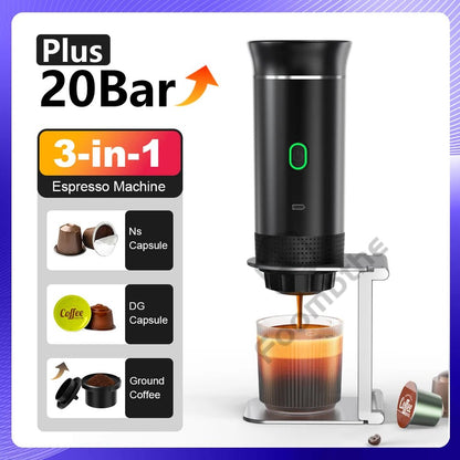 Wireless Electric Portable Espresso Coffee Machine for Car & Home Camping Coffee Maker 3 - In - 1 Capsule Powder Travel Coffee Maker - IKhiro Store